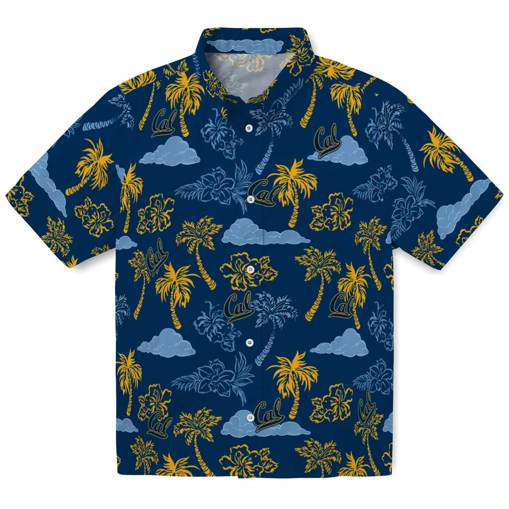 California Golden Bears Hawaiian Shirt - Palm And Clouds | Moonbestprint