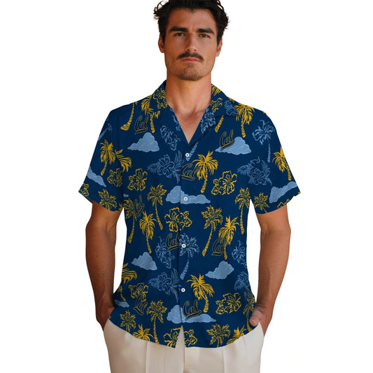 California Golden Bears Hawaiian Shirt - Palm And Clouds | Moonbestprint