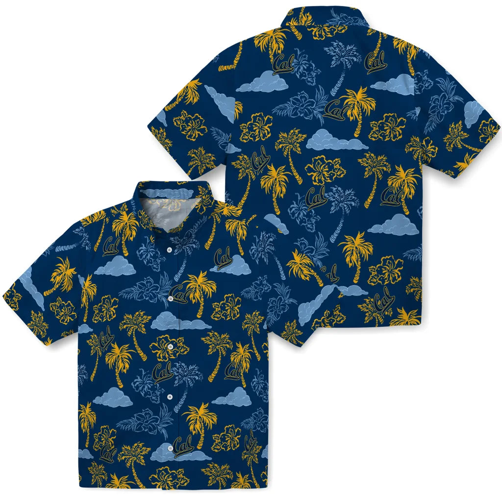 California Golden Bears Hawaiian Shirt - Palm And Clouds | Moonbestprint