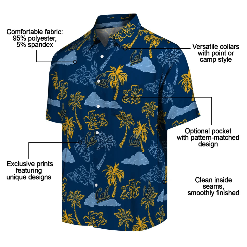 California Golden Bears Hawaiian Shirt - Palm And Clouds | Moonbestprint