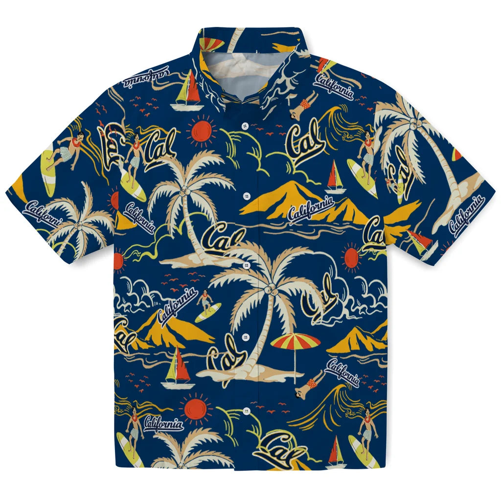 California Golden Bears Hawaiian Shirt - Palm Tree Island | Moonbestprint