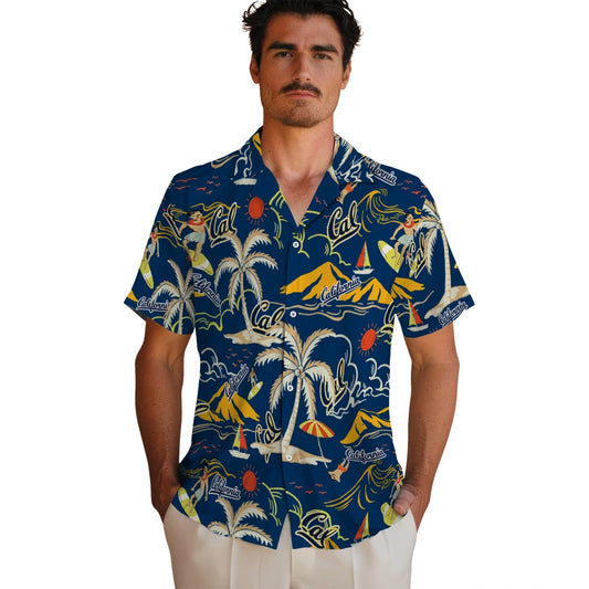 California Golden Bears Hawaiian Shirt - Palm Tree Island | Moonbestprint