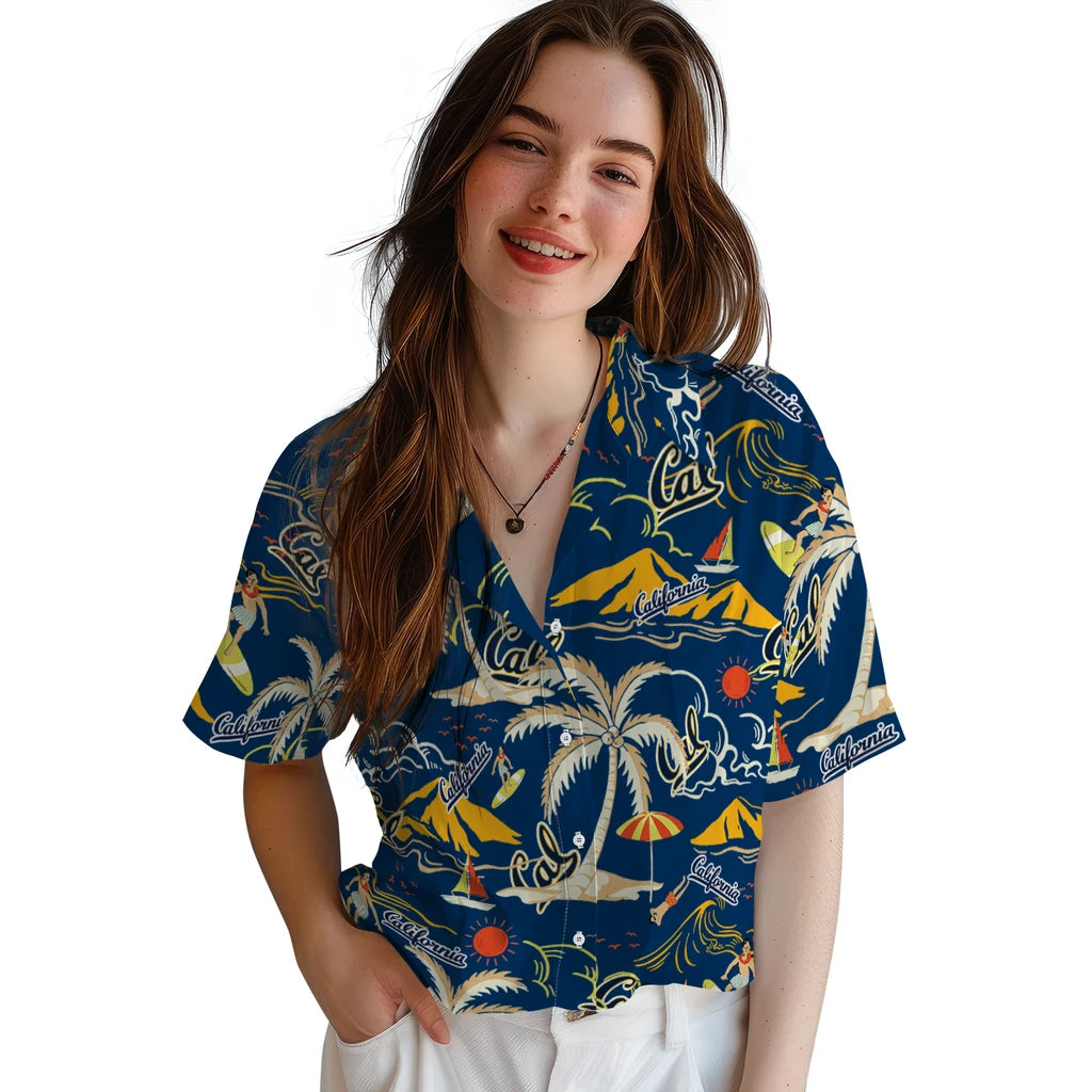 California Golden Bears Hawaiian Shirt - Palm Tree Island | Moonbestprint
