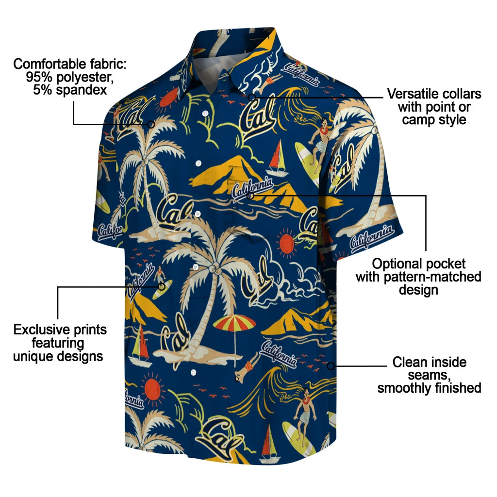 California Golden Bears Hawaiian Shirt - Palm Tree Island | Moonbestprint