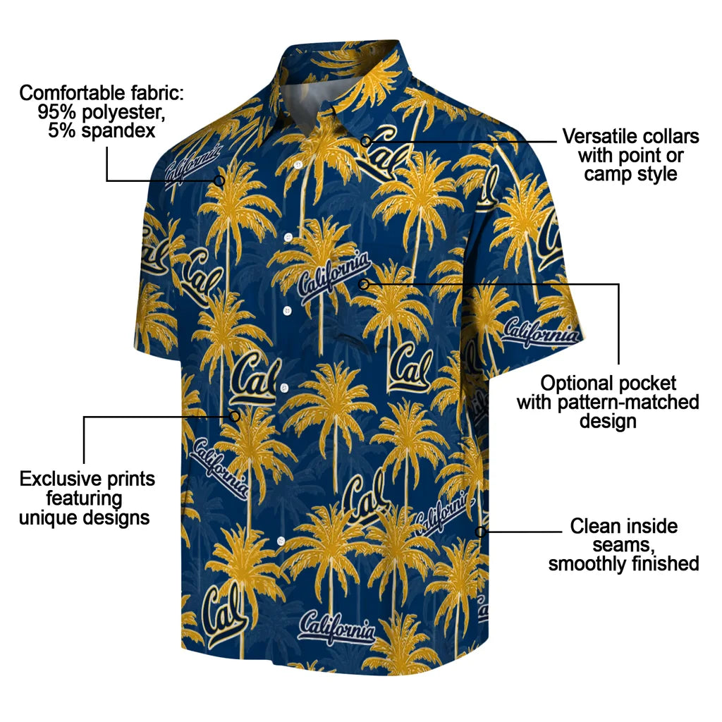 California Golden Bears Hawaiian Shirt - Palm Tree Motif | Moonbestprint