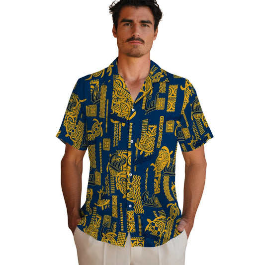 California Golden Bears Hawaiian Shirt - Turtle Lines | Moonbestprint