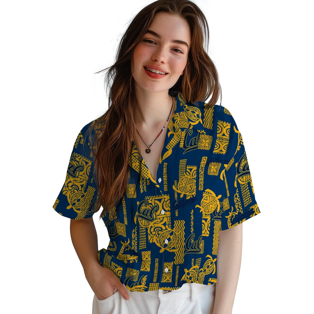 California Golden Bears Hawaiian Shirt - Turtle Lines | Moonbestprint