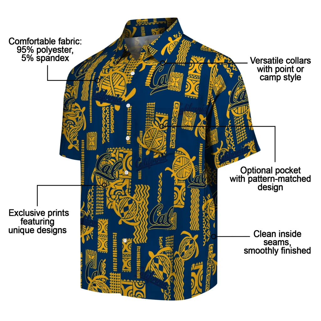 California Golden Bears Hawaiian Shirt - Turtle Lines | Moonbestprint