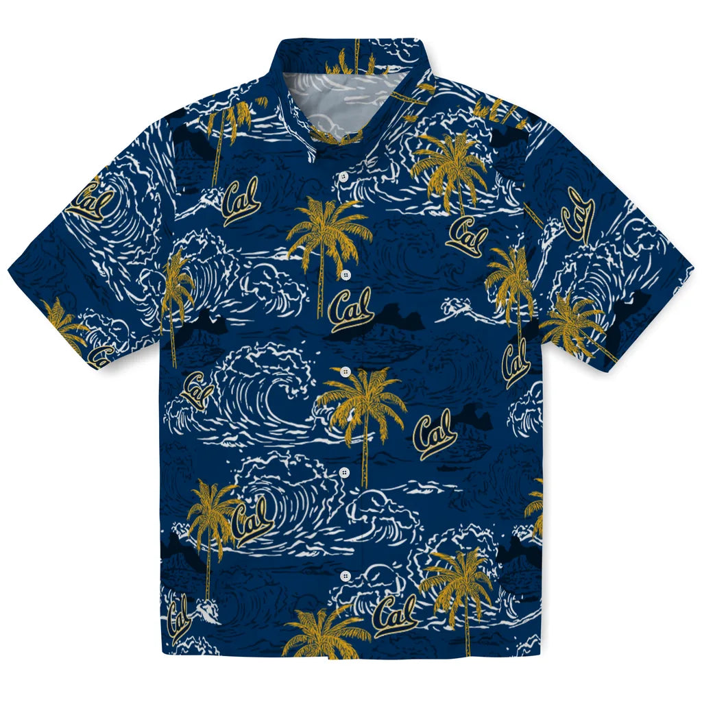 California Golden Bears Hawaiian Shirt - Wave Palm | Moonbestprint