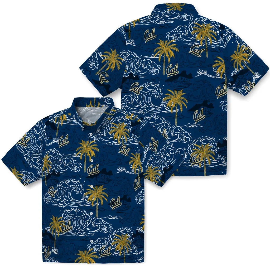 California Golden Bears Hawaiian Shirt - Wave Palm | Moonbestprint
