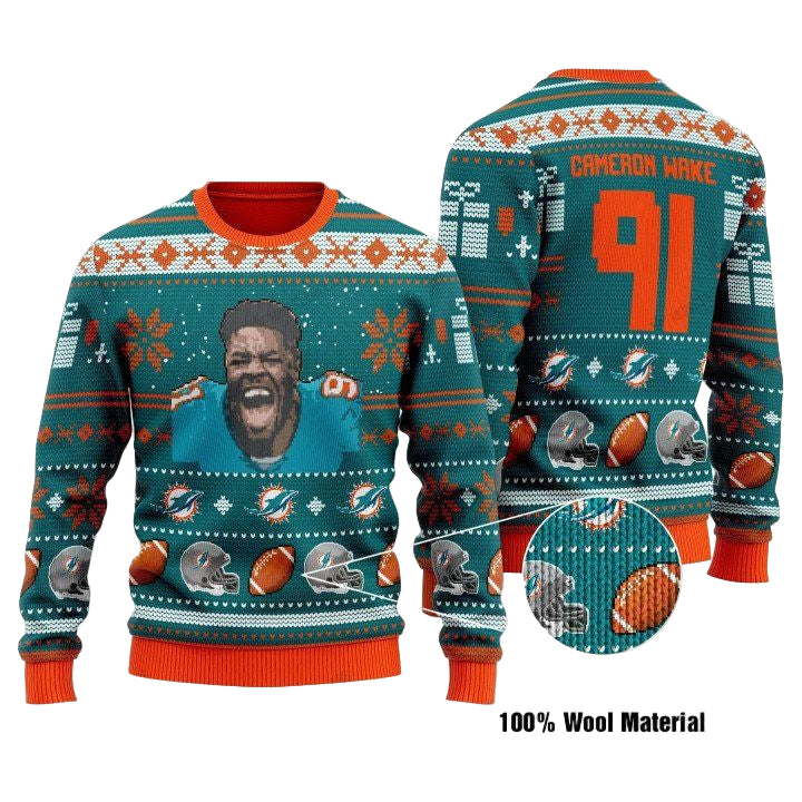 Cameron Wake 91 Miami Dolphins Nfl Christmas Sweater ? Usalast