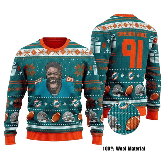 Cameron Wake 91 Miami Dolphins Nfl Christmas Sweater ? Usalast