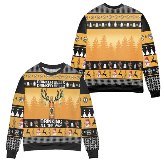 Captain Morgan Drinker Bells Drinking All The Way Ugly Christmas Sweater ? Usalast