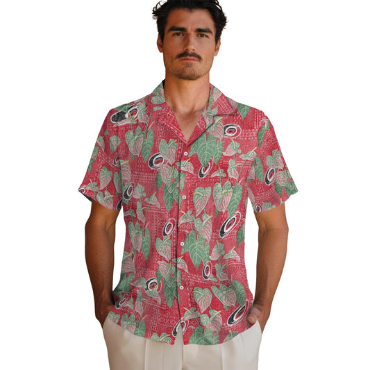 Carolina Hurricanes Hawaiian Shirt - Anthurium Overlay | Moonbestprint