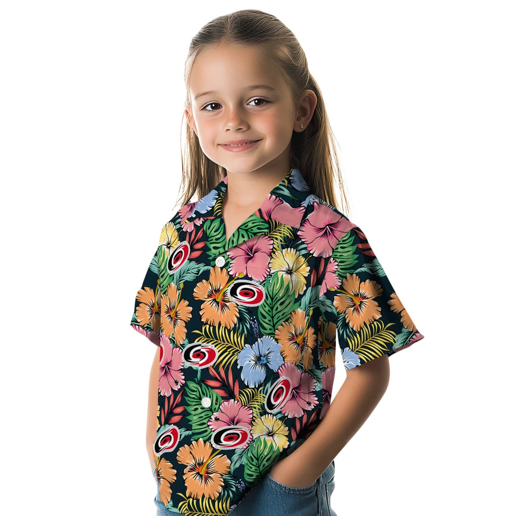 Carolina Hurricanes Hawaiian Shirt - Brilliant Hibiscus Garden – Moonbestprint