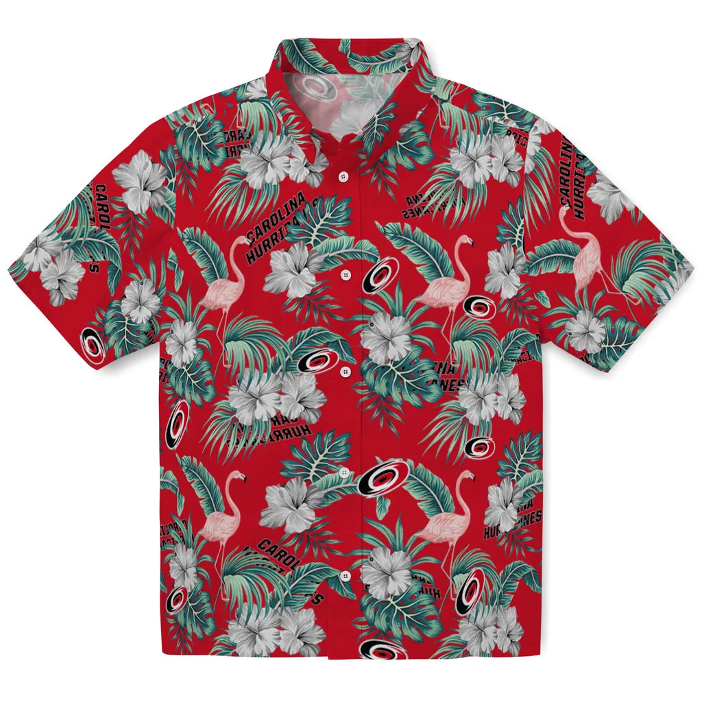Carolina Hurricanes Hawaiian Shirt - Flamingo and Hibiscus - Moonbestprint