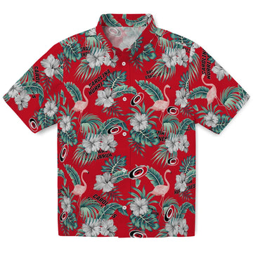 Carolina Hurricanes Hawaiian Shirt - Flamingo and Hibiscus - Moonbestprint
