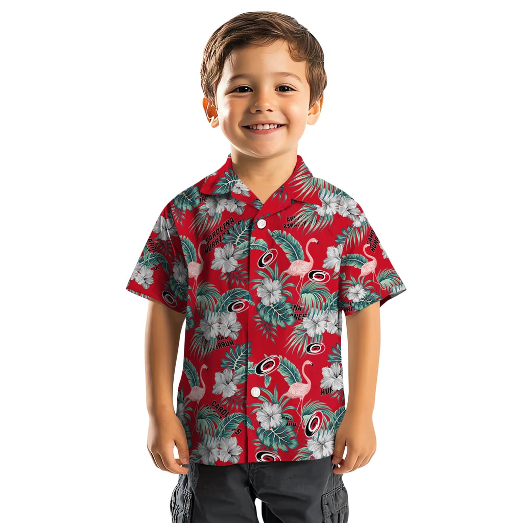 Carolina Hurricanes Hawaiian Shirt - Flamingo and Hibiscus | Moonbestprint