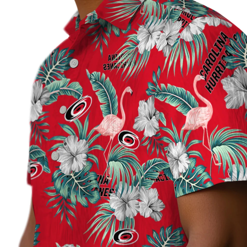 Carolina Hurricanes Hawaiian Shirt - Flamingo and Hibiscus | Moonbestprint