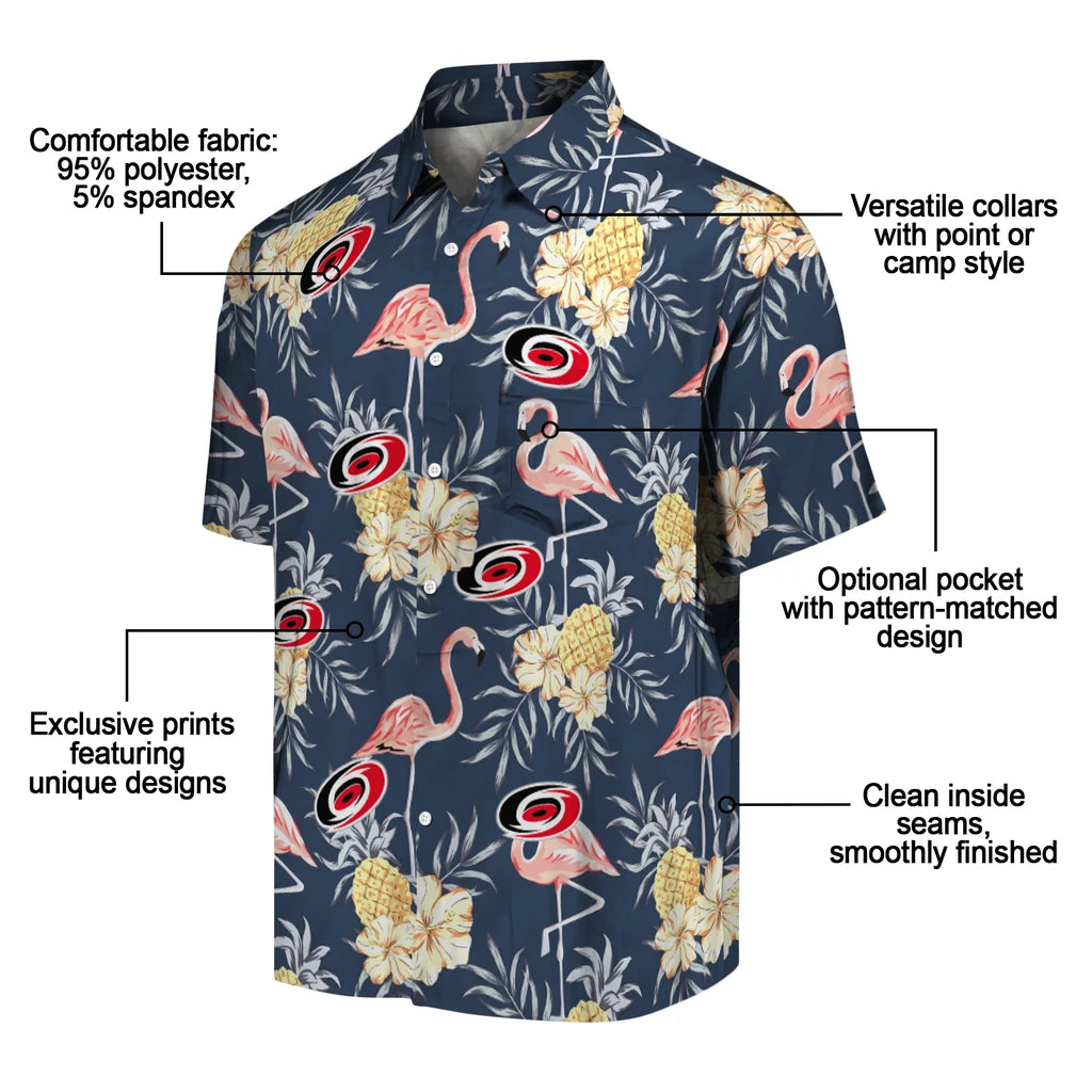Carolina Hurricanes Hawaiian Shirt - Flamingo Hibiscus | Moonbestprint