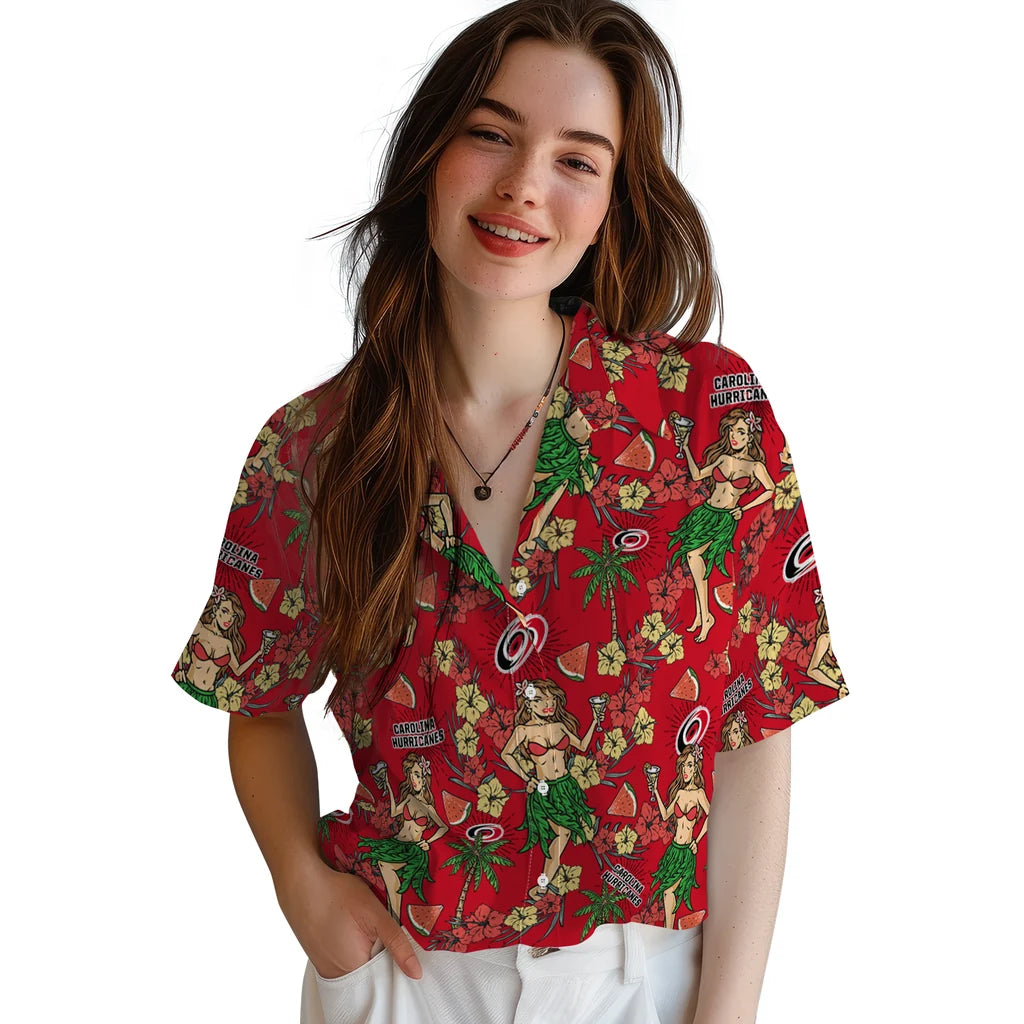 Carolina Hurricanes Hawaiian Shirt - Hawaiian Girls Design | Moonbestprint