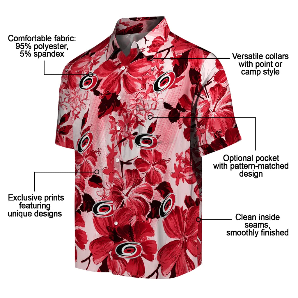 Carolina Hurricanes Hawaiian Shirt - Hibiscus Arrangement – Moonbestprint
