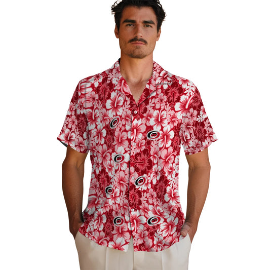 Carolina Hurricanes Hawaiian Shirt - Hibiscus Blooms | Moonbestprint