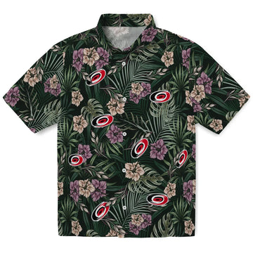 Carolina Hurricanes Hawaiian Shirt - Hibiscus Leaves Pattern - Moonbestprint