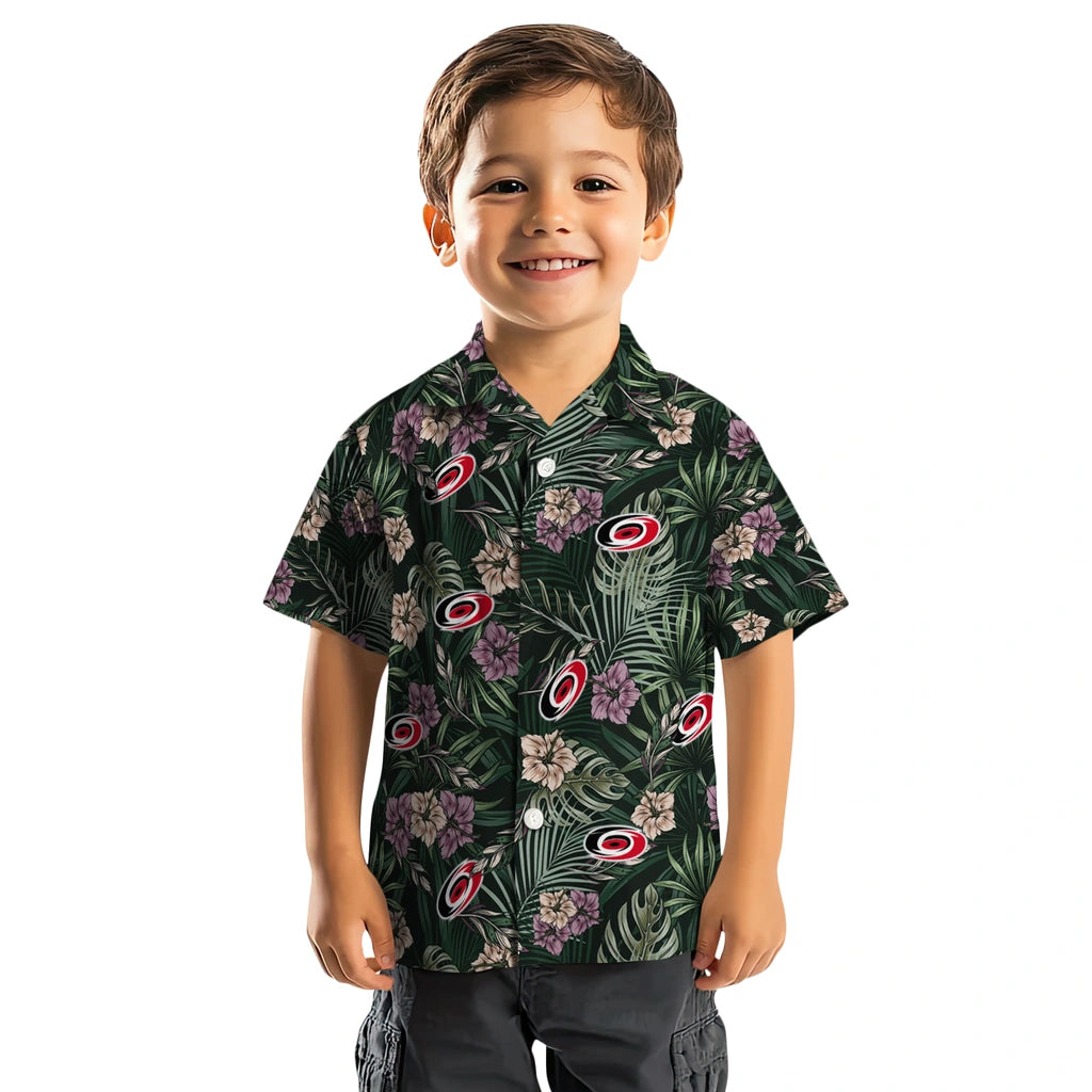 Carolina Hurricanes Hawaiian Shirt - Hibiscus Leaves Pattern - Moonbestprint