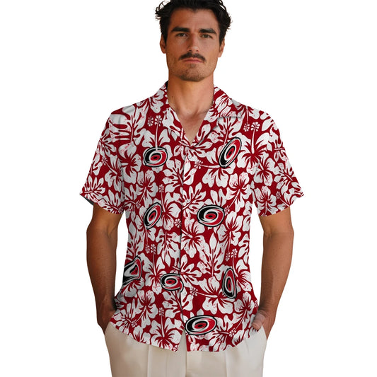 Carolina Hurricanes Hawaiian Shirt - Hibiscus Motif - Moonbestprint
