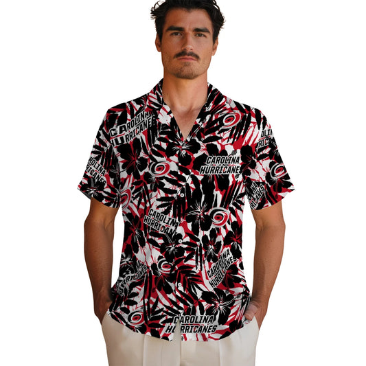 Carolina Hurricanes Hawaiian Shirt - Hibiscus Overlay | Moonbestprint
