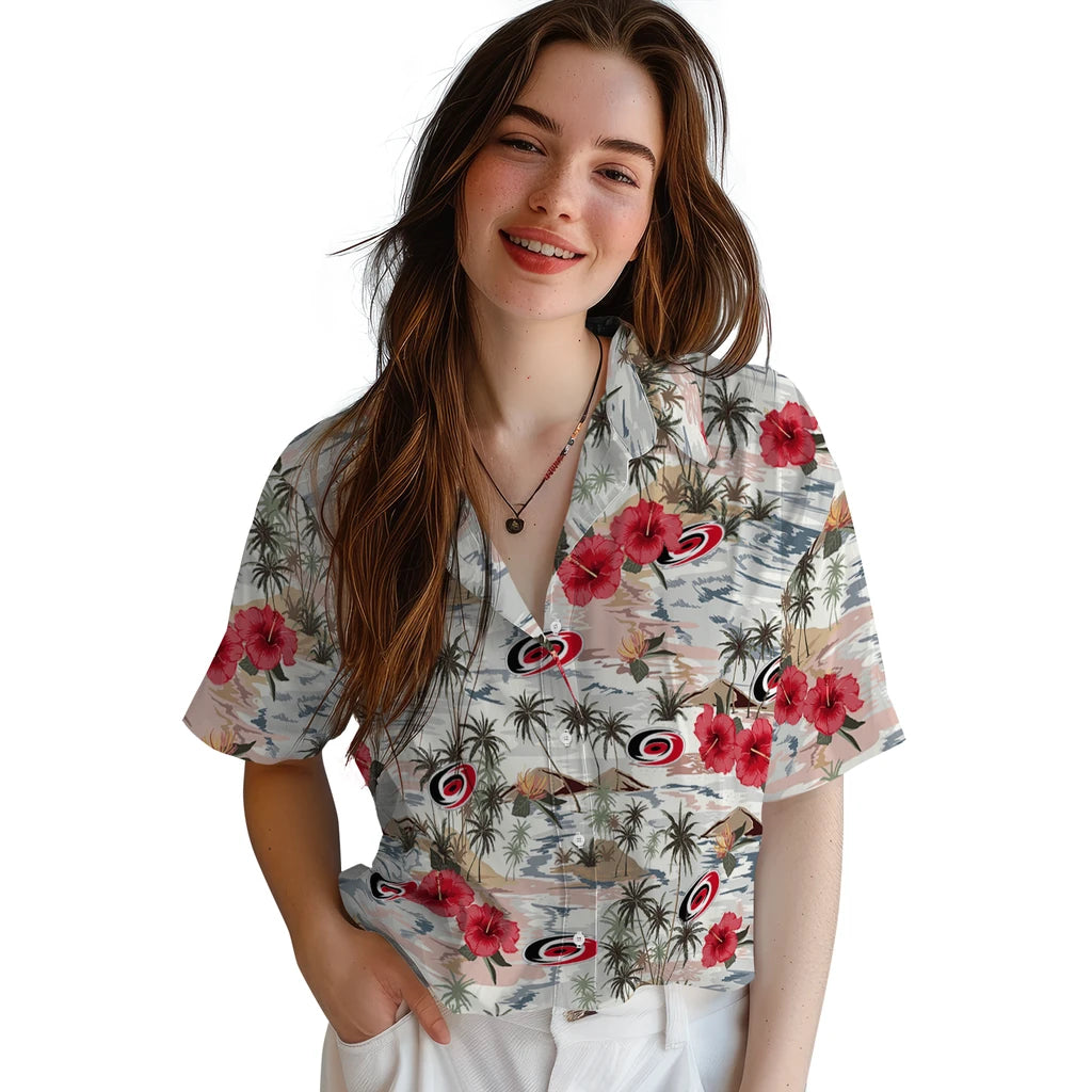 Carolina Hurricanes Hawaiian Shirt - Hibiscus Seaside – Moonbestprint