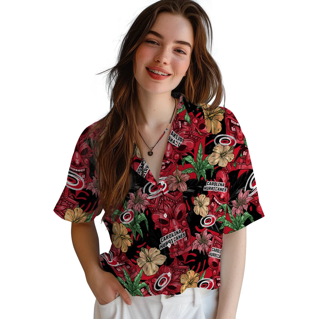 Carolina Hurricanes Hawaiian Shirt - Hibiscus Tiki Jungle – Moonbestprint