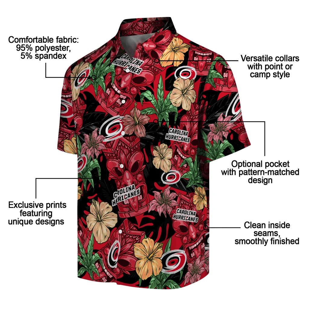 Carolina Hurricanes Hawaiian Shirt - Hibiscus Tiki Jungle – Moonbestprint