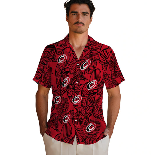 Carolina Hurricanes Hawaiian Shirt - Leaf Outline | Moonbestprint