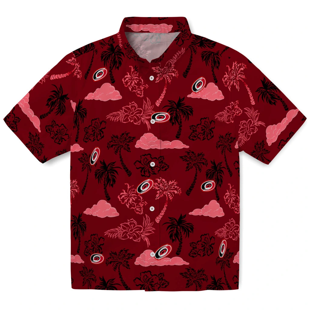 Carolina Hurricanes Hawaiian Shirt - Palm And Clouds – Moonbestprint