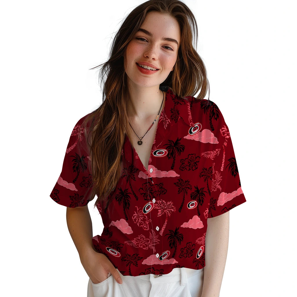 Carolina Hurricanes Hawaiian Shirt - Palm And Clouds – Moonbestprint