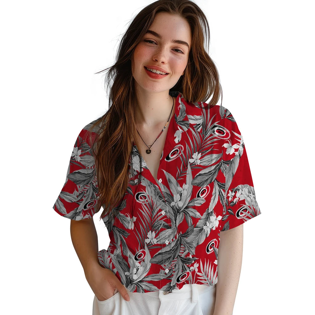 Carolina Hurricanes Hawaiian Shirt - Palm Leaves – Moonbestprint