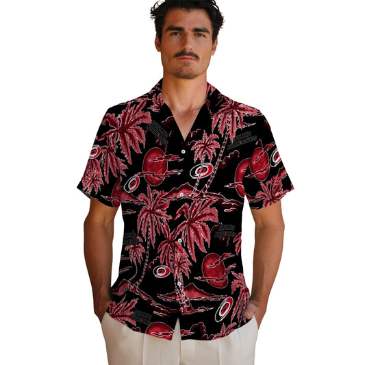 Carolina Hurricanes Hawaiian Shirt - Palm Sunset | Moonbestprint