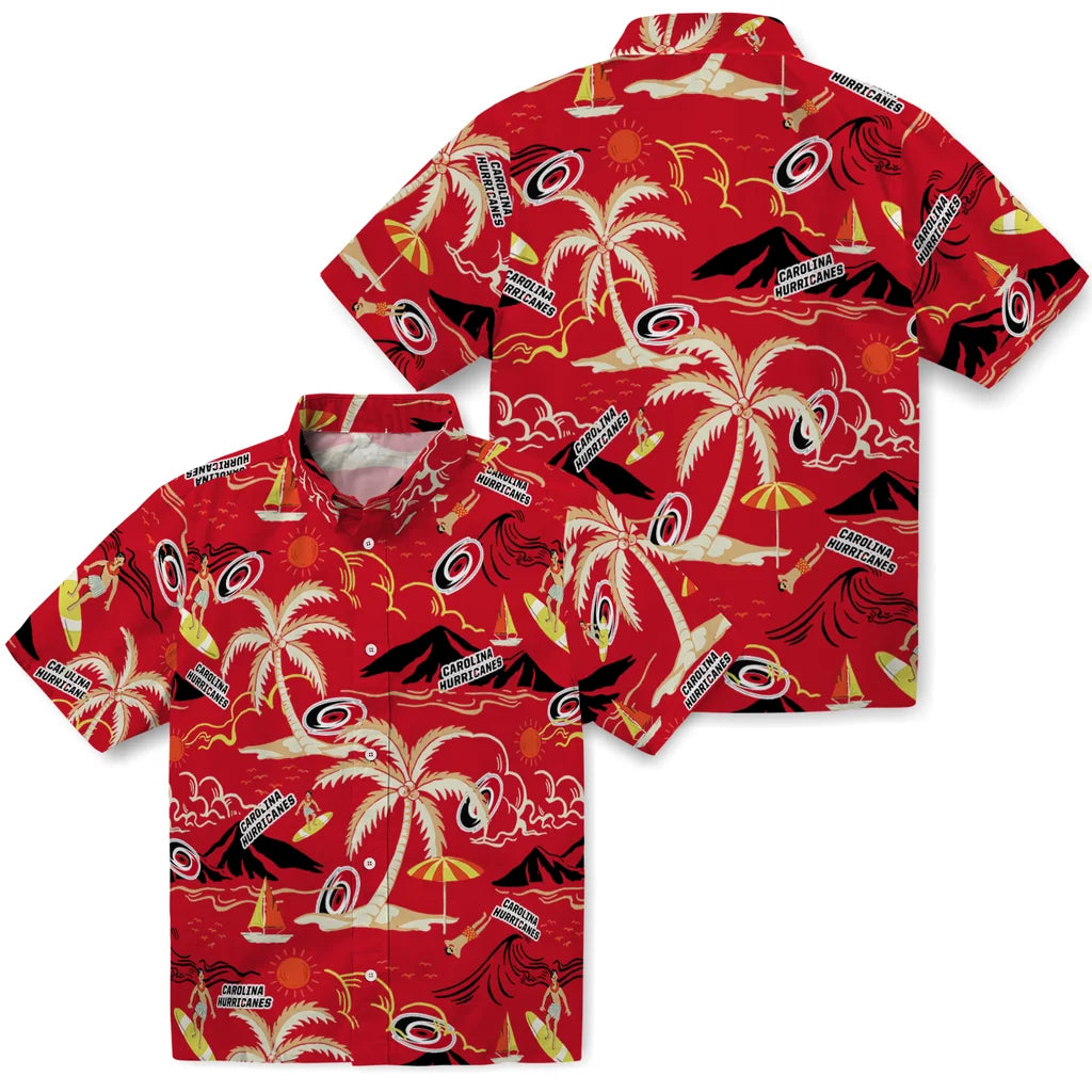 Carolina Hurricanes Hawaiian Shirt - Palm Tree Island – Moonbestprint