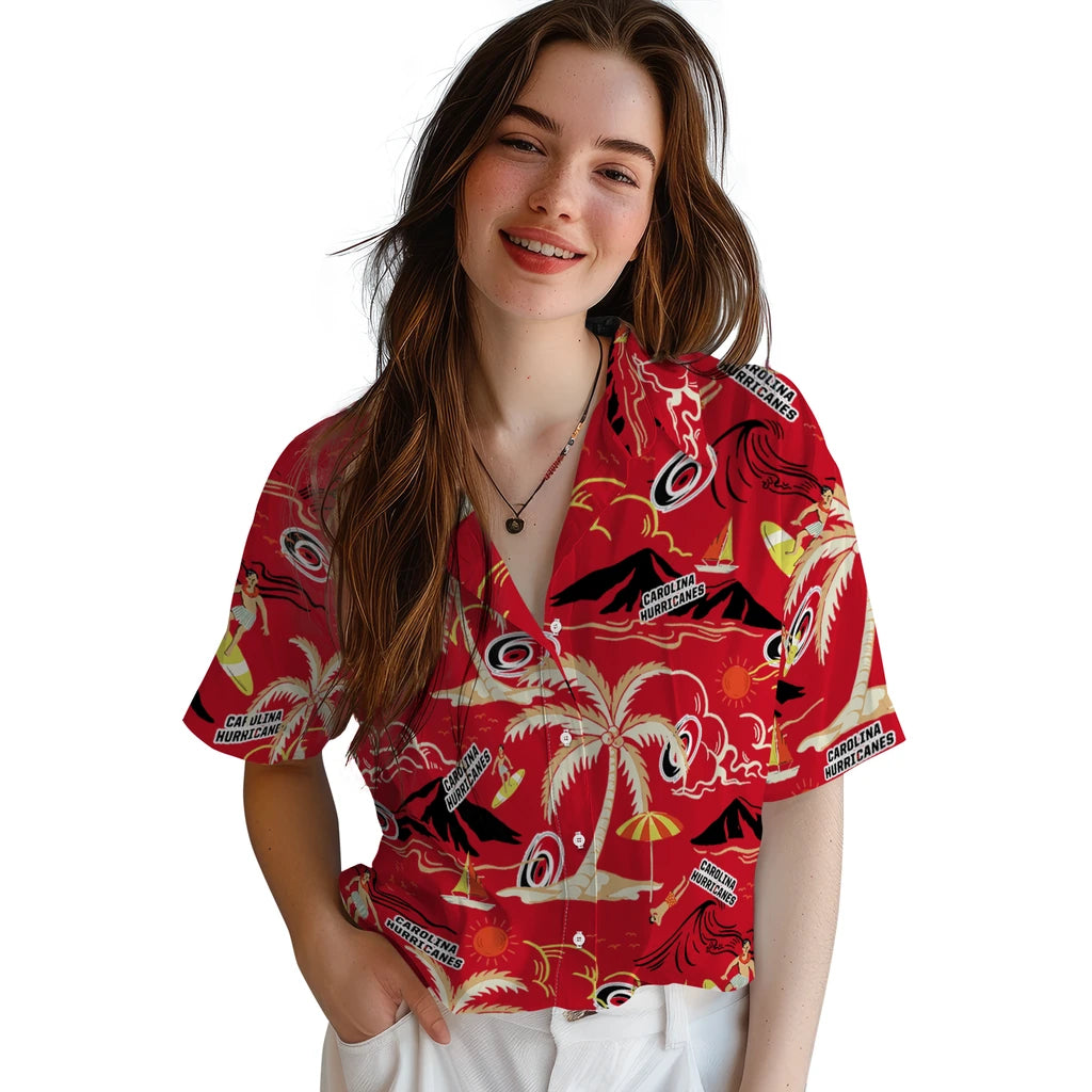 Carolina Hurricanes Hawaiian Shirt - Palm Tree Island – Moonbestprint