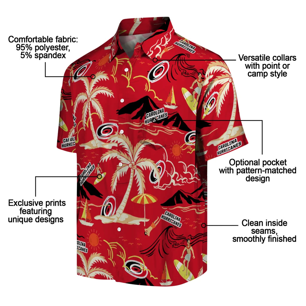 Carolina Hurricanes Hawaiian Shirt - Palm Tree Island – Moonbestprint