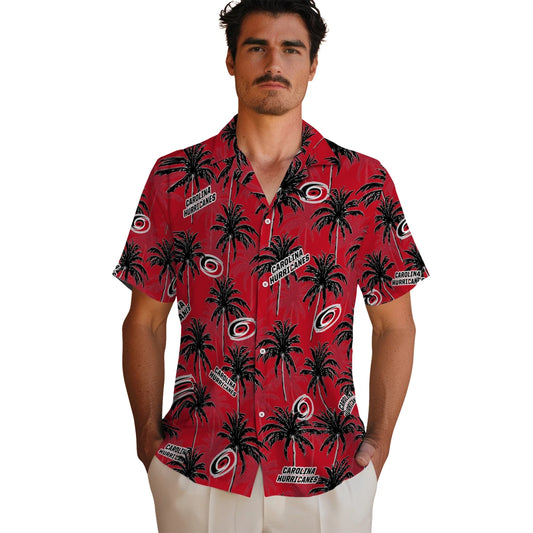 Carolina Hurricanes Hawaiian Shirt - Palm Tree Motif - Moonbestprint