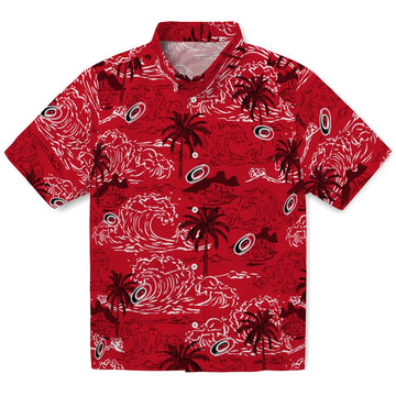 Carolina Hurricanes Hawaiian Shirt - Wave Palm – Moonbestprint