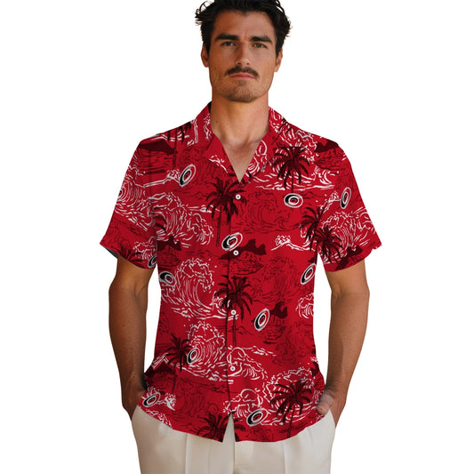 Carolina Hurricanes Hawaiian Shirt - Wave Palm – Moonbestprint