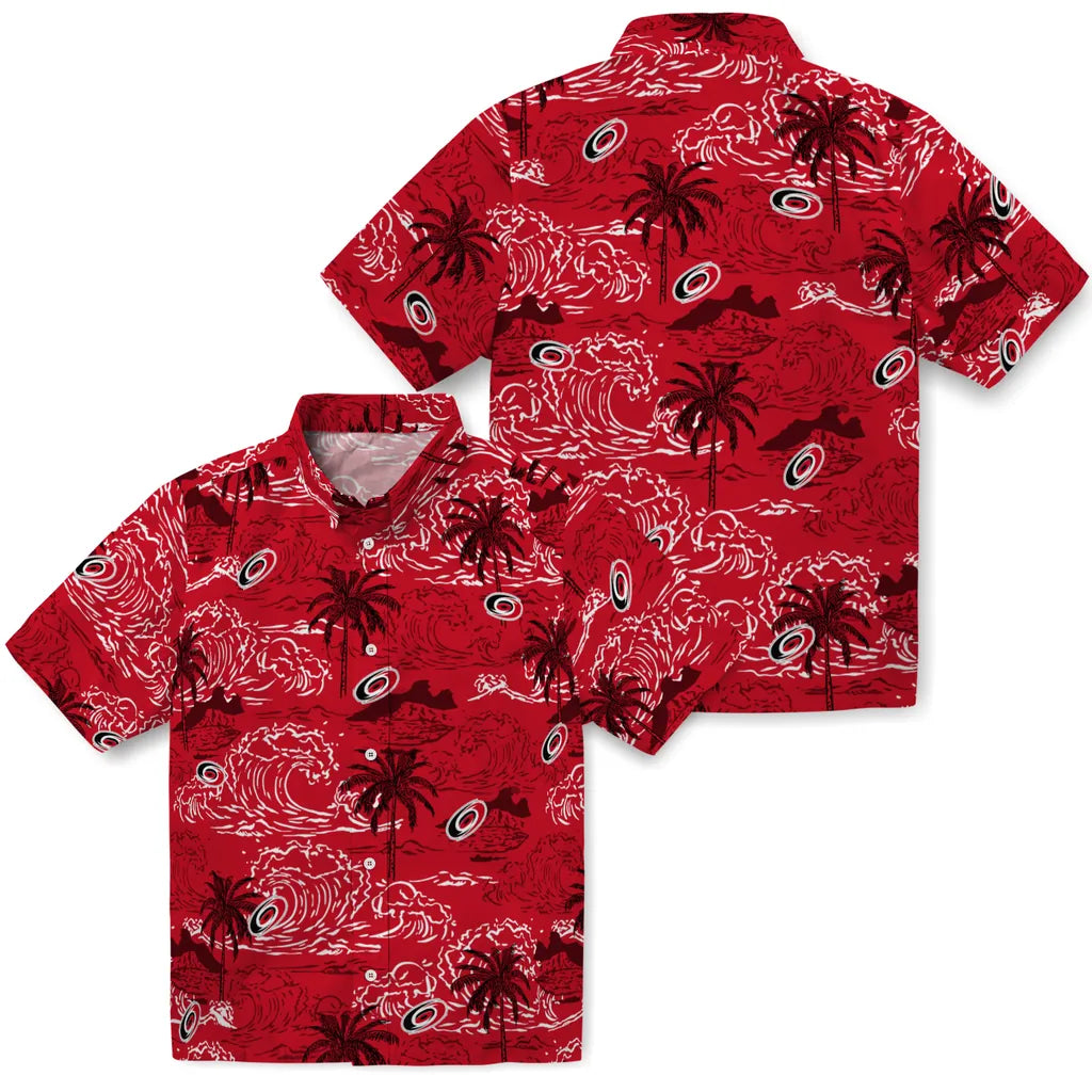 Carolina Hurricanes Hawaiian Shirt - Wave Palm – Moonbestprint