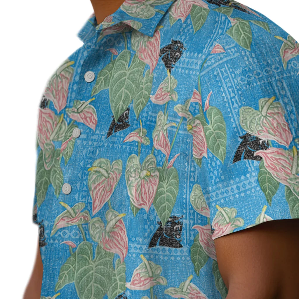 Carolina Panthers Hawaiian Shirt - Anthurium Overlay | Moonbestprint