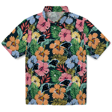 Carolina Panthers Hawaiian Shirt - Brilliant Hibiscus Garden | Moonbestprint