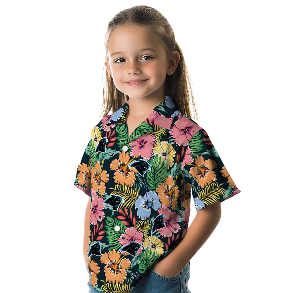 Carolina Panthers Hawaiian Shirt - Brilliant Hibiscus Garden | Moonbestprint