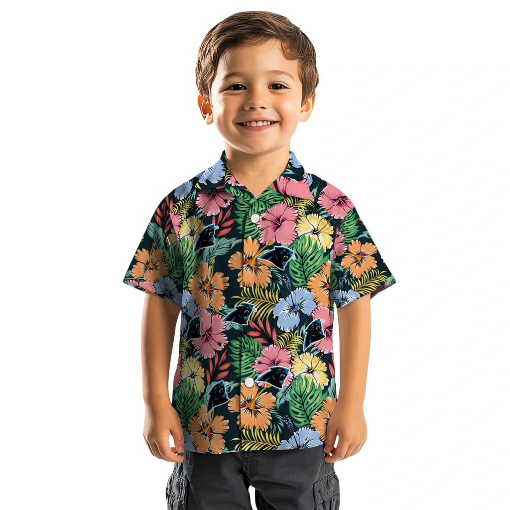 Carolina Panthers Hawaiian Shirt - Brilliant Hibiscus Garden | Moonbestprint